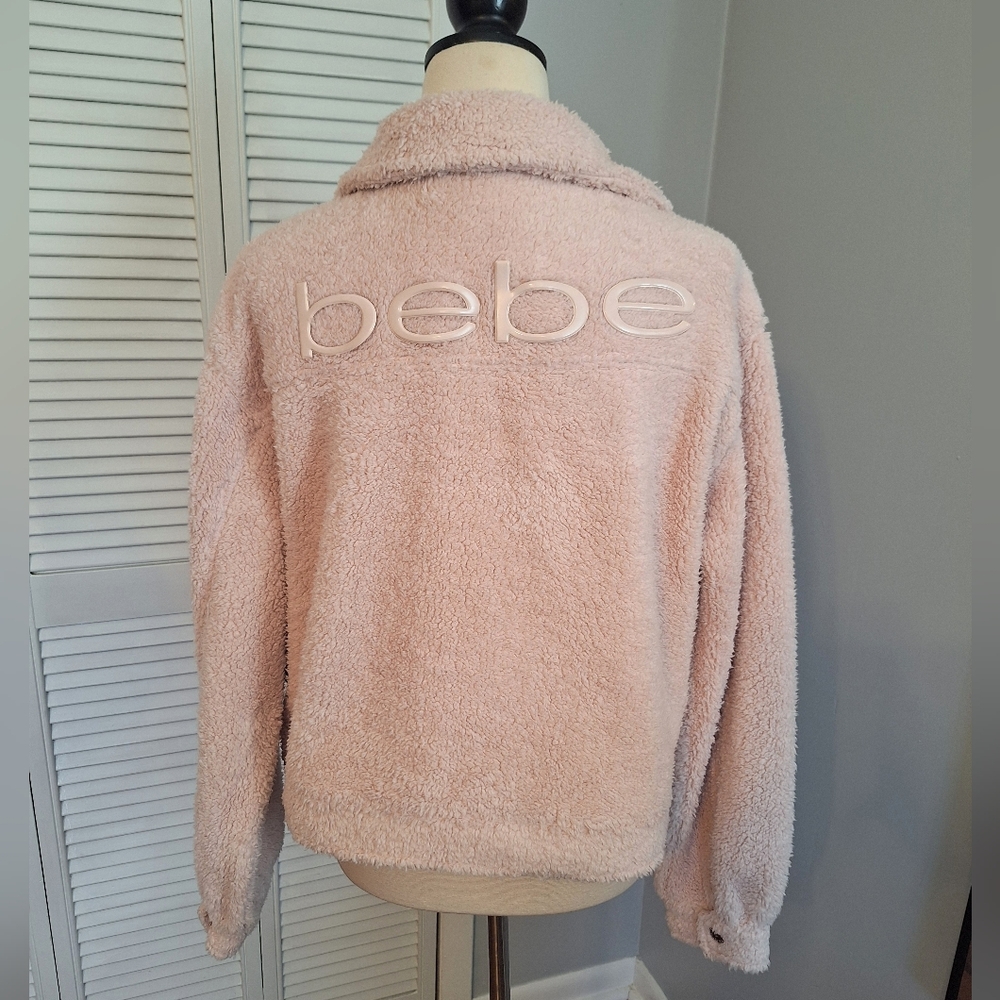 Bebe Rose Sherpa Trucker Jacket LG NWT - Picture 2 of 6